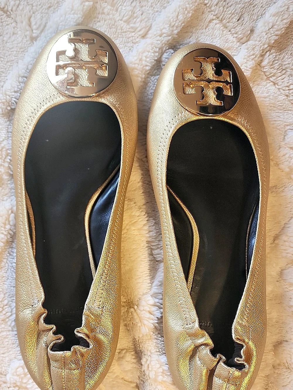 Tory Burch Minnie Travel Ballet Flat Gold Logo Flats